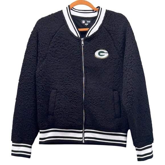 Green Bay Packers Womens Bomber Jacket Size Medium Cozy Sport Shearling - Picture 1 of 11
